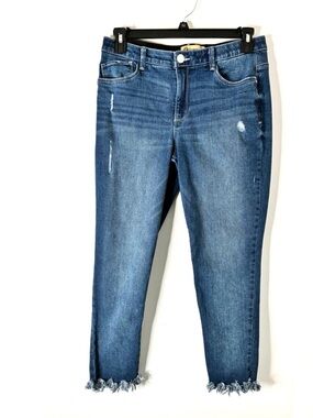 Democracy Ab Technology High Waist Jeans Distressed Fringe Hem Stretch